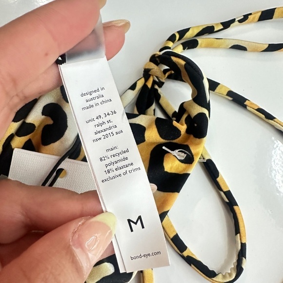 NWT Bond-Eye Golden Leopard Print Cheeky Tie Side Bikini Bottom Sz M - Picture 9 of 9